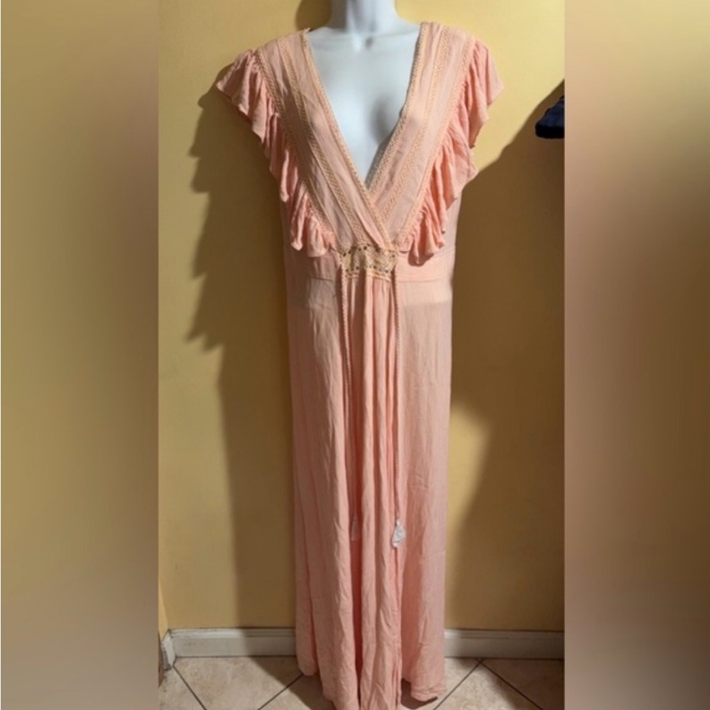 Lovestitch Peach V-Neck Maxi Dress